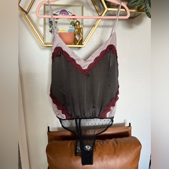 Free People Intimately Wish Me Luck Satin Lace Bodysuit - Picture 1 of 3